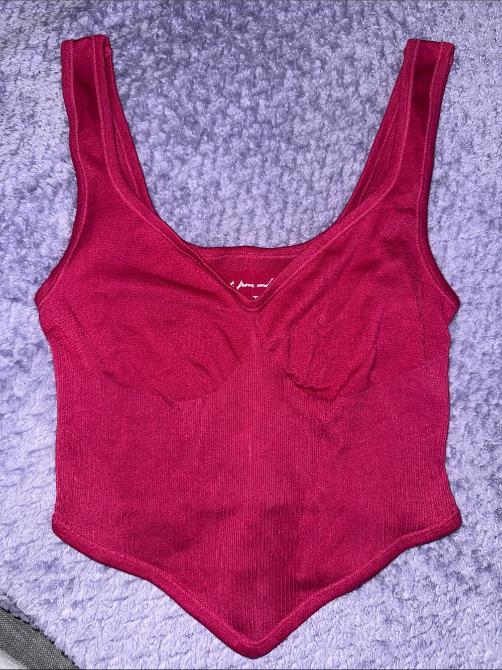 UO Out From Under Burgundy Red Ribbed Tank Top